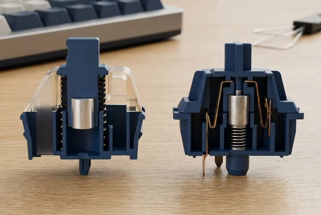 section through a magnetical keyboard switch on a desk