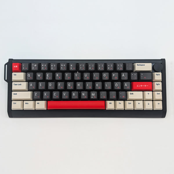 Mechanical keyboard with a retro design on a white background