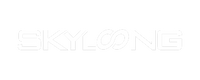 White outline logo of the brand SKYLONG on a solid black background.